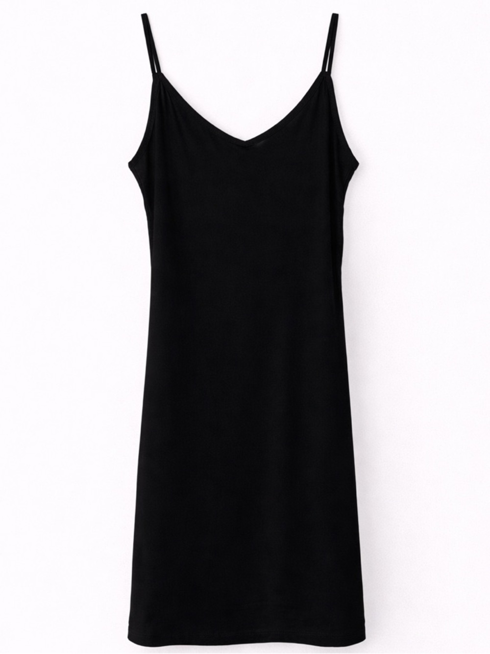 Windsor Black Slip Dress Medium Spaghetti Strap Rayon Stretch Minimalist